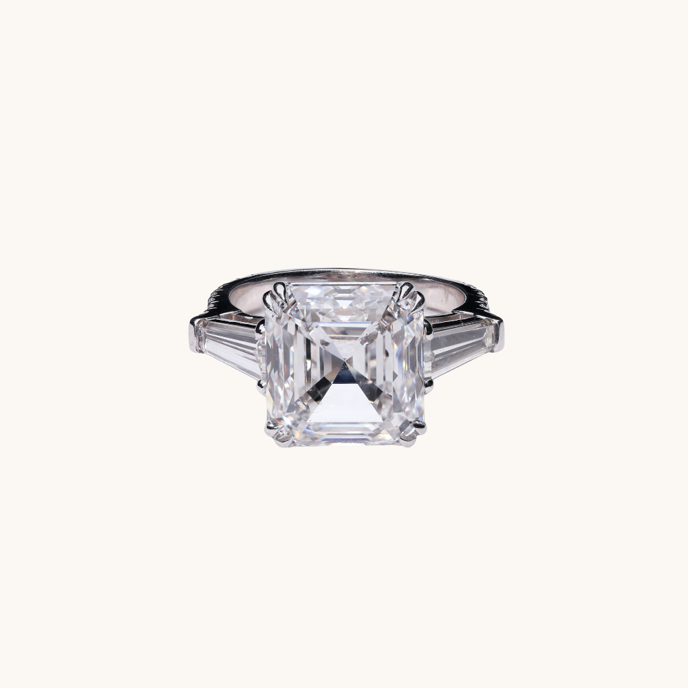 10.02 Asscher Lab Diamond 3-Stone Engagement Ring