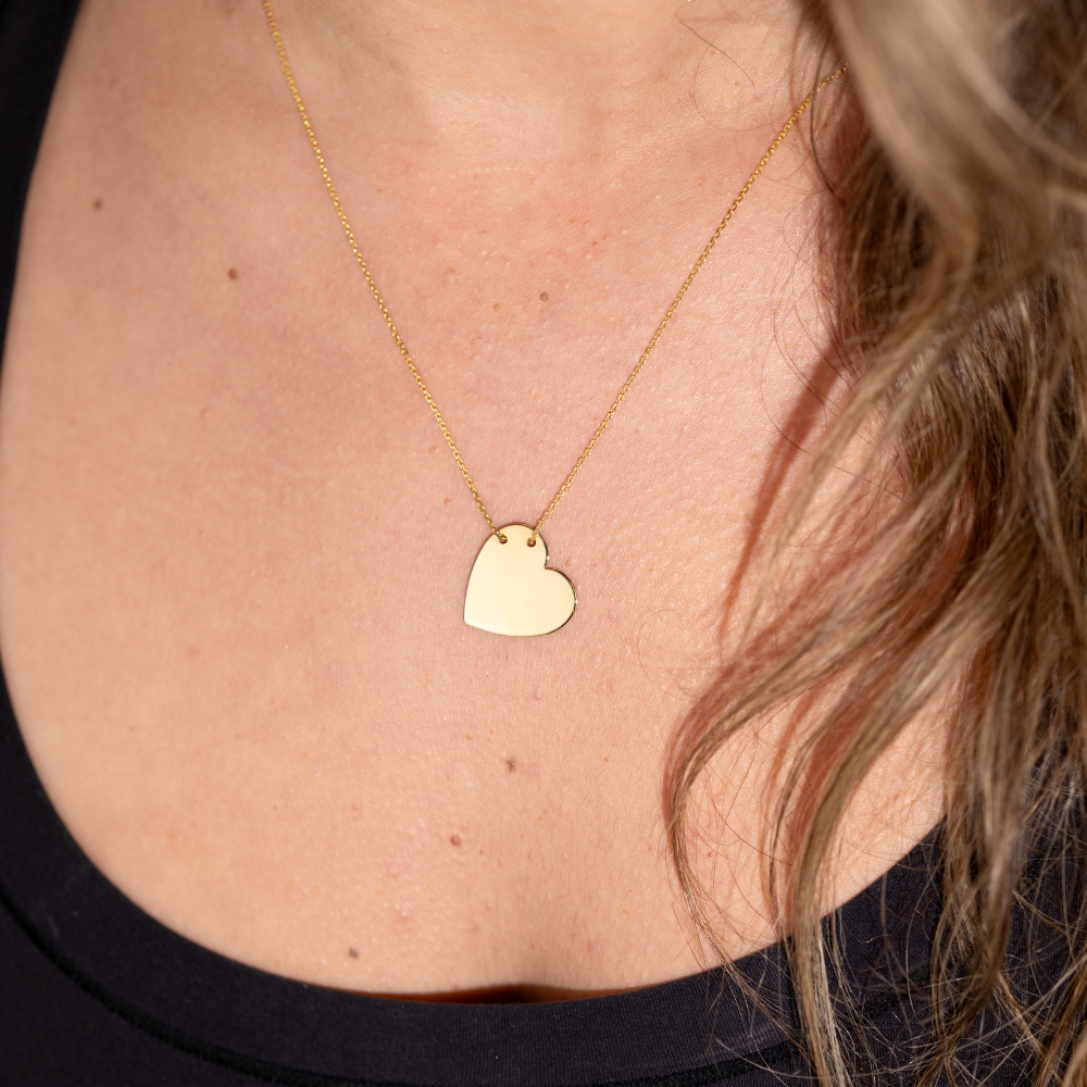 Engravable Large Slanted Heart Pendant - Happy Jewelers Fine Jewelry Lifetime Warranty