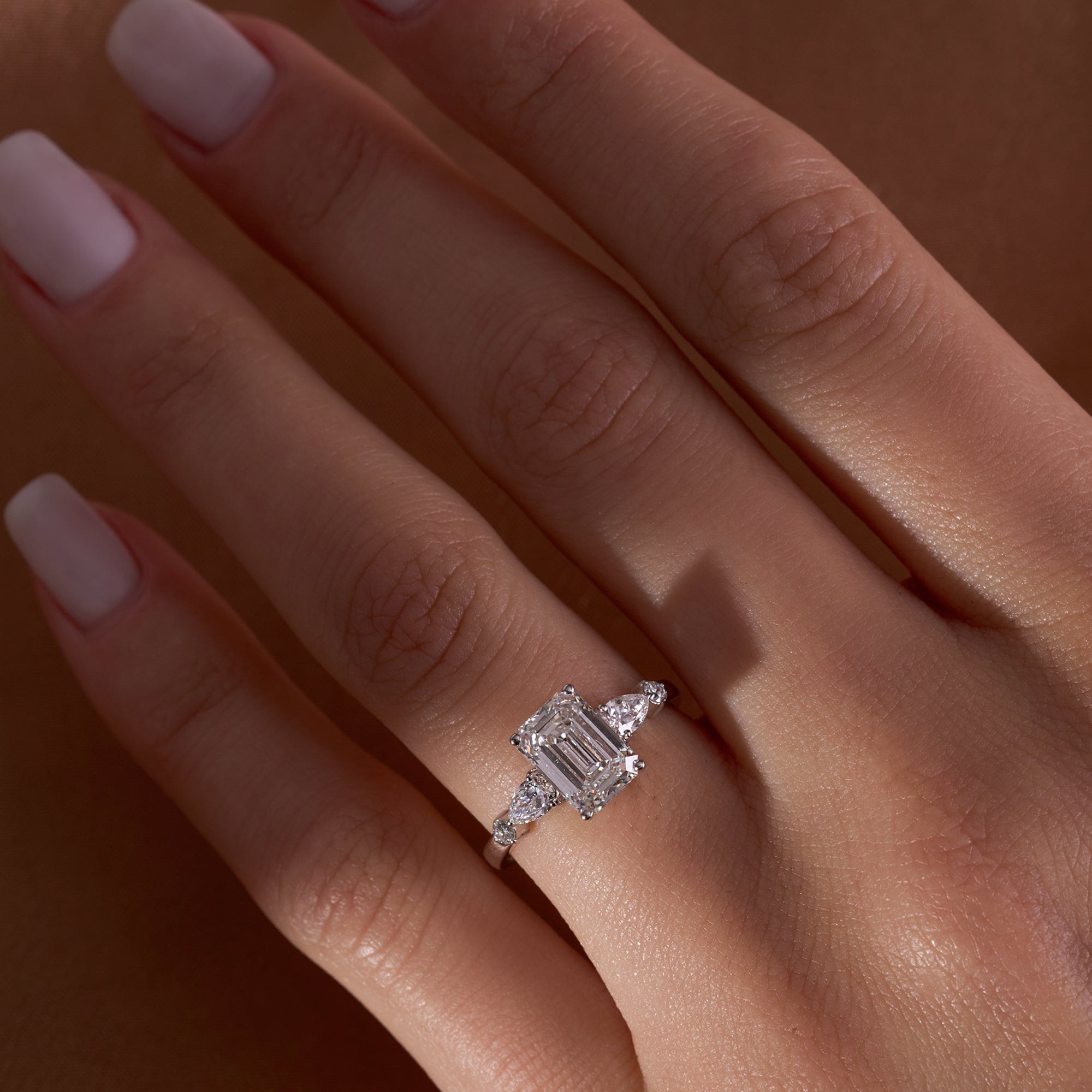 2.08 Emerald Lab Diamond Engagement Ring with Side Stones - Happy Jewelers Fine Jewelry Lifetime Warranty