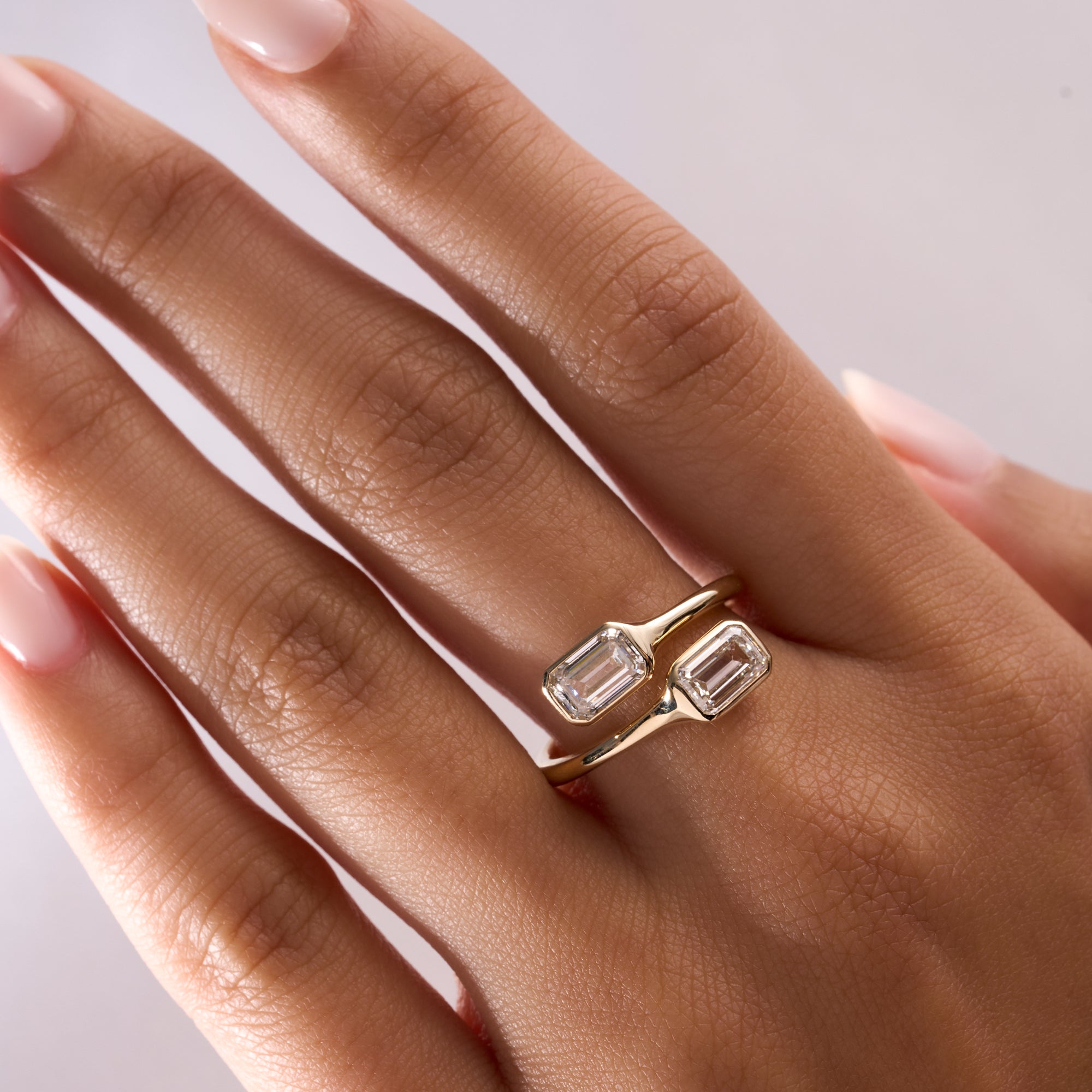 Bezel Set Lab Emerald Wrap Ring
