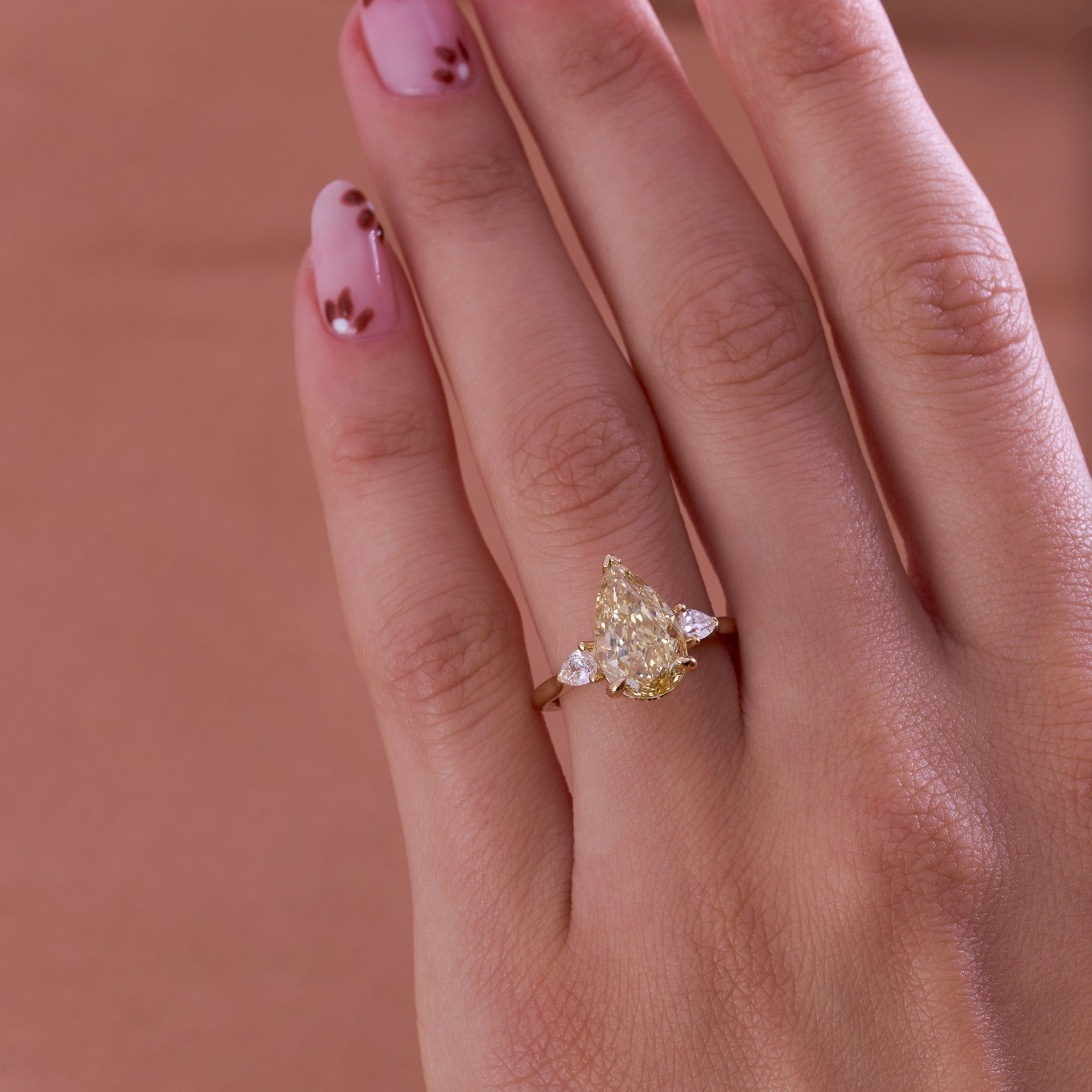 Labgrown Pear 3 Stone with Hidden Halo Cathedral - Happy Jewelers Fine Jewelry Lifetime Warranty