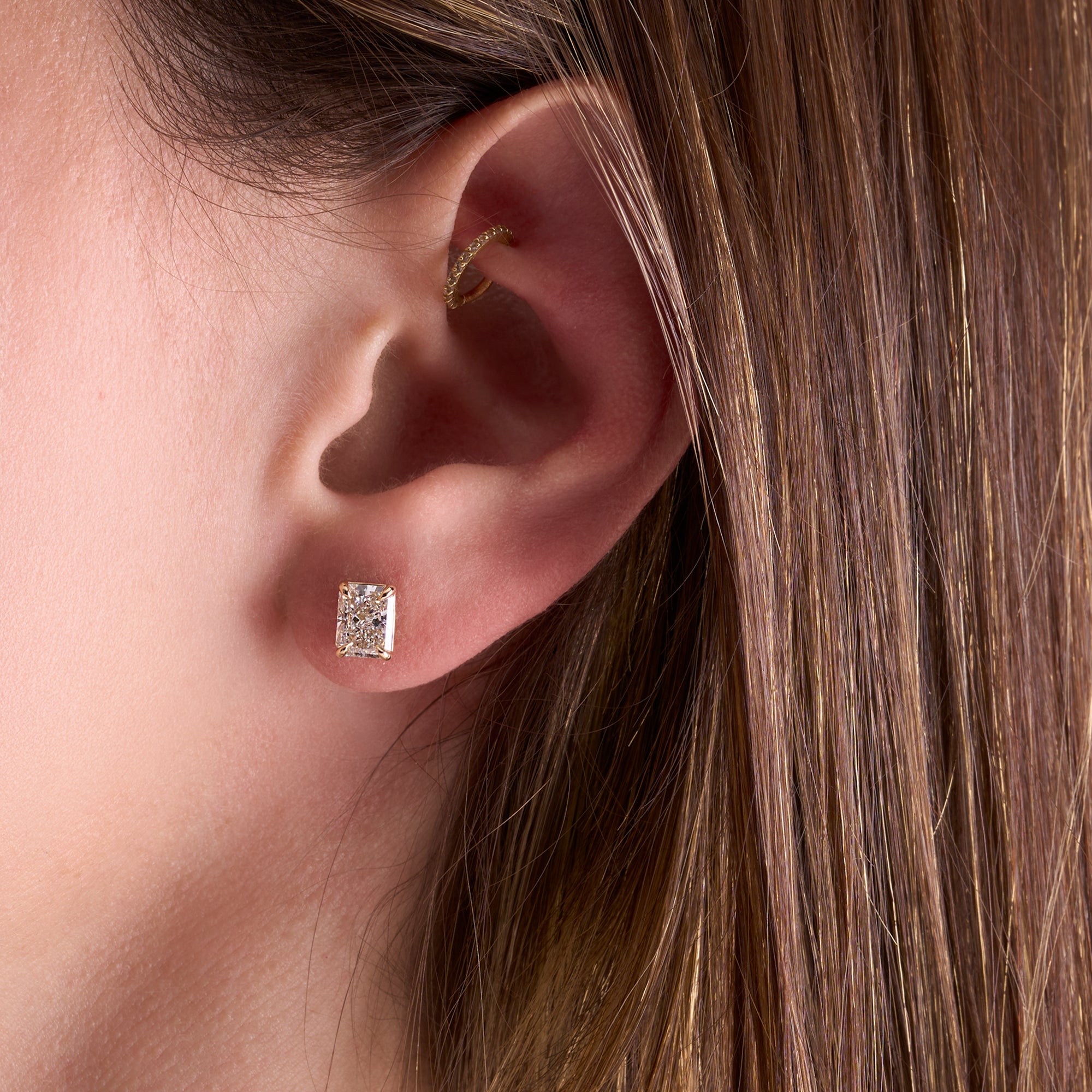 Lab Diamond Radiant Stud Earrings - Happy Jewelers Fine Jewelry Lifetime Warranty