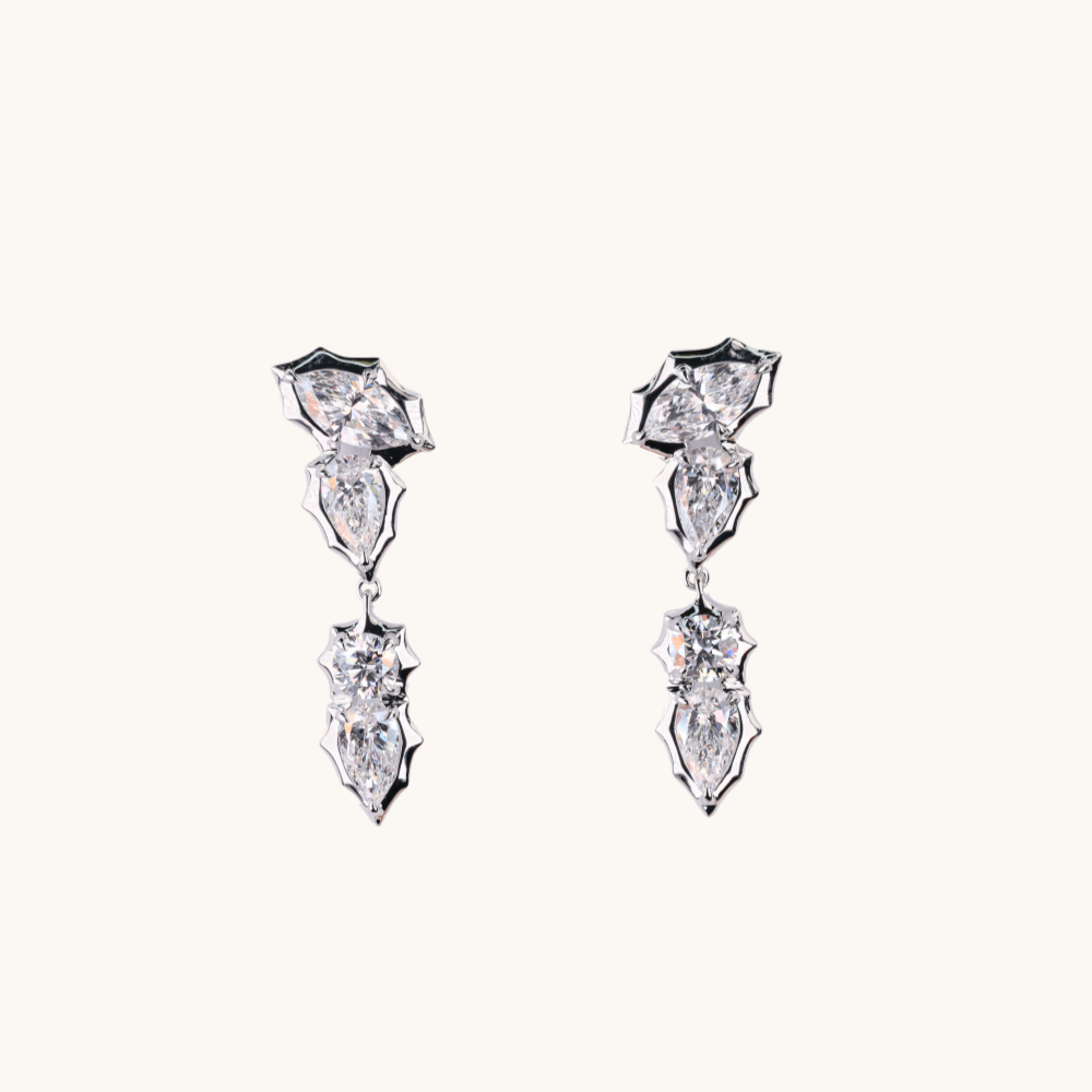 Edgy Bezel Diamond Dangle Earrings