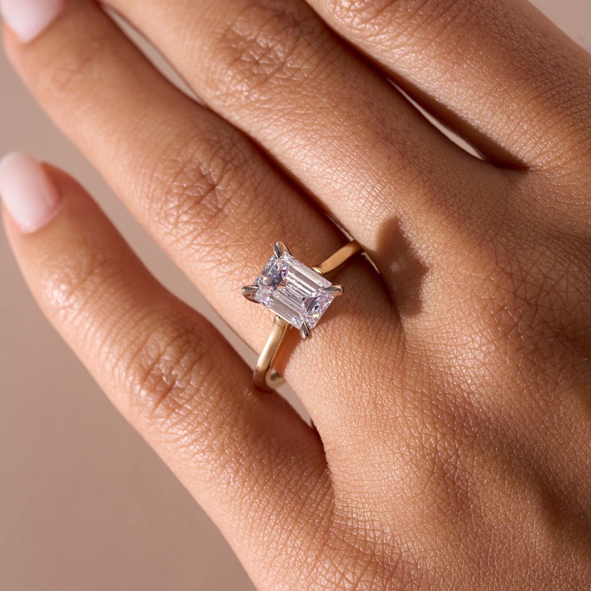 2.01 Emerald Natural Diamond Engagement Ring with Solitaire Band