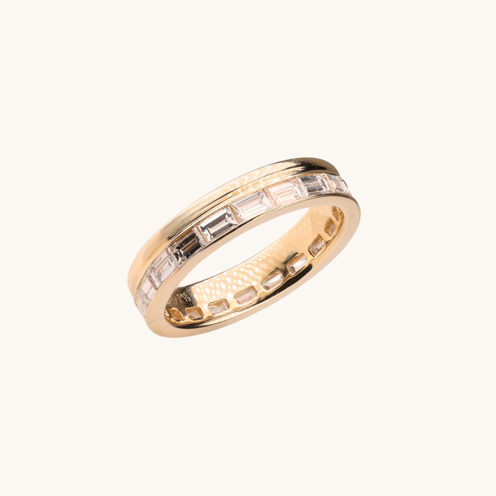 Baguette Diamond and Gold Double Eternity Band