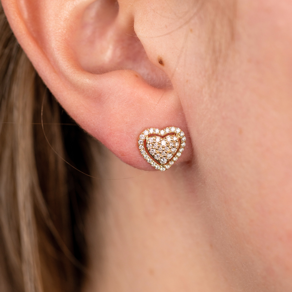 Diamond Heart Halo Earrings - Happy Jewelers Fine Jewelry Lifetime Warranty