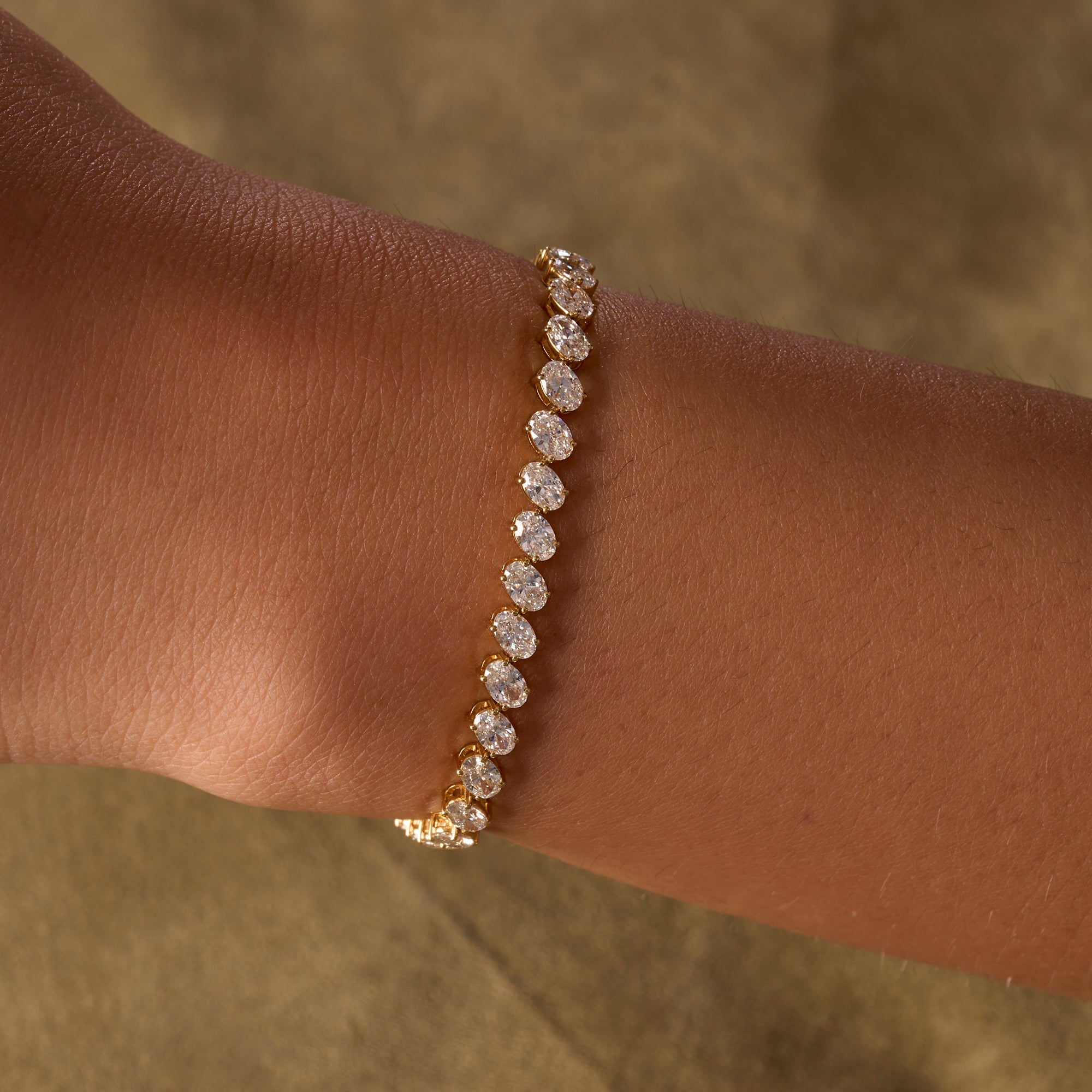 Slanted Oval Lab Diamond Tennis Bracelet