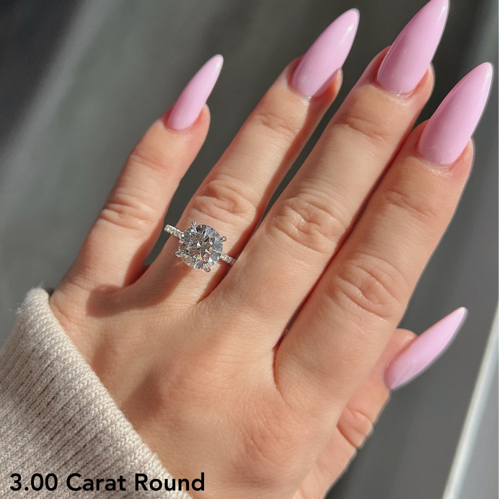 3.00-3.99 Carat Round Brilliant Cut Lab Grown Engagement Ring with Signature Setting - Happy Jewelers Fine Jewelry Lifetime Warranty