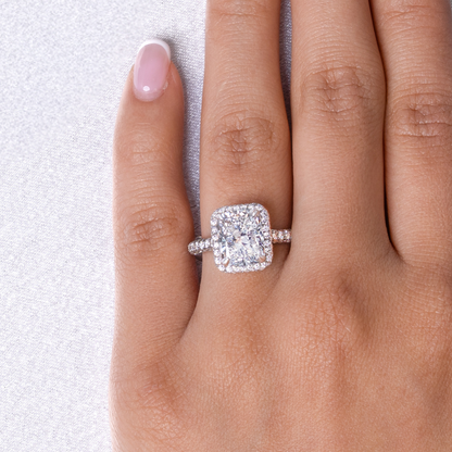 3.03 Cushion Lab Diamond Engagement Ring with 2D Halo