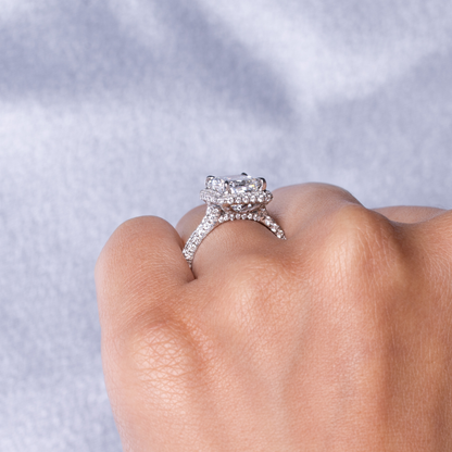 3.03 Cushion Lab Diamond Engagement Ring with 2D Halo