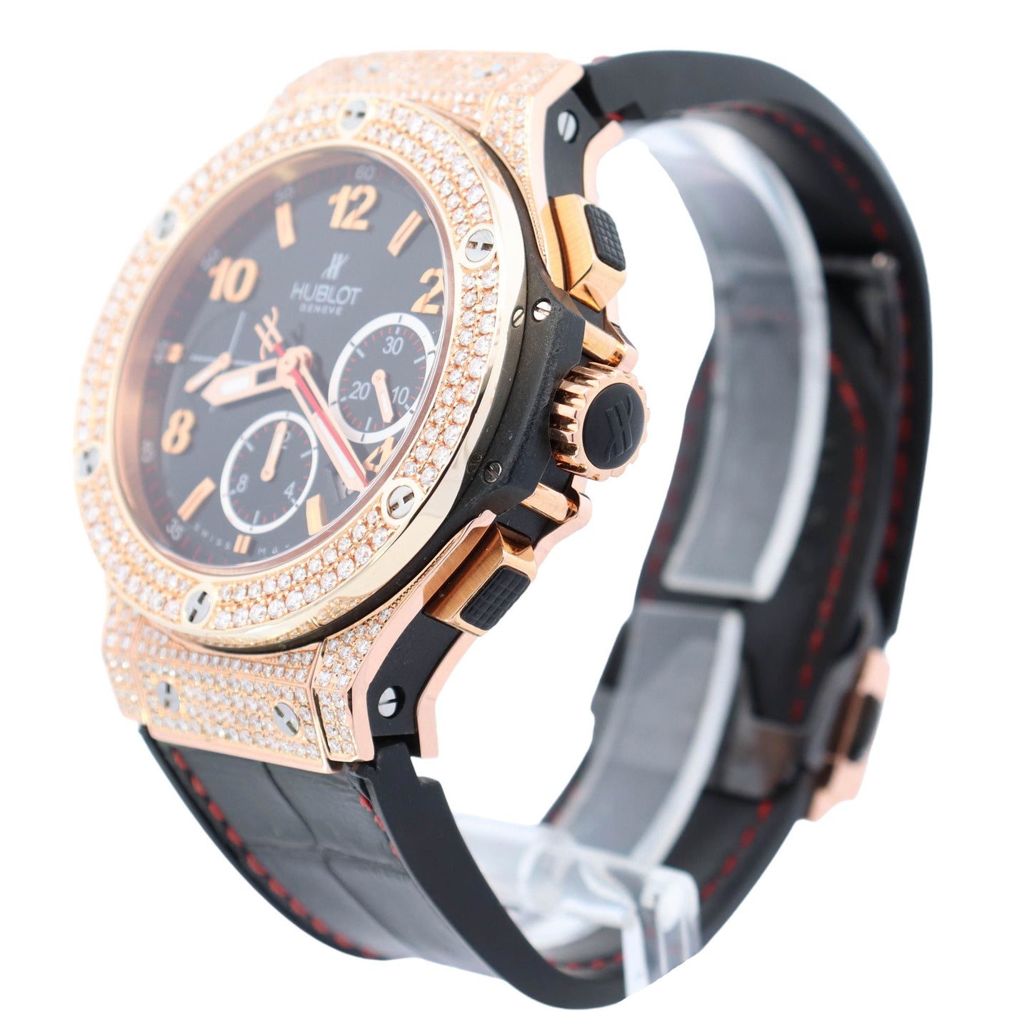 Hublot Big Bang 44mm Rose Gold Black Chronograph Dial Watch Reference# 301.PX.130.RX