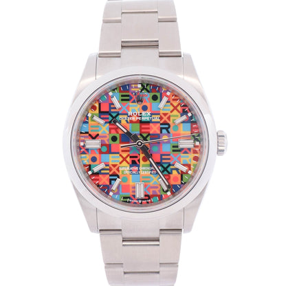 Rolex Oyster Perpetual 36mm Multicolored Jubilee Motif Dial Watch Ref# 126000