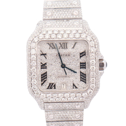 Cartier Santos Iced Out 40mm Iced Out Dial Watch Ref# WSSA0018 - Happy Jewelers Fine Jewelry Lifetime Warranty