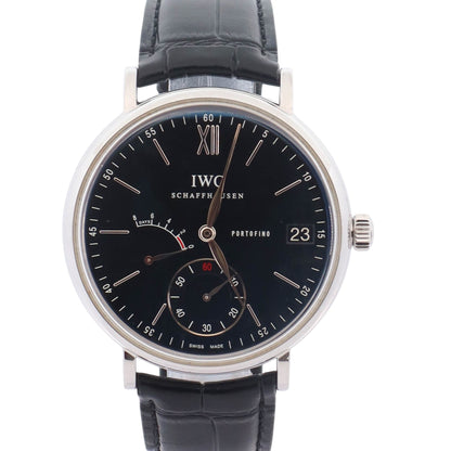 IWC Portofino Hand-Wound Eight Days 45mm Black Dial Watch Ref# IW510102 - Happy Jewelers Fine Jewelry Lifetime Warranty