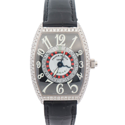 Franck Muller Vegas D White Gold 34mm x 46mm Black Roulette Dial Watch Ref# 6850 VEGAS D