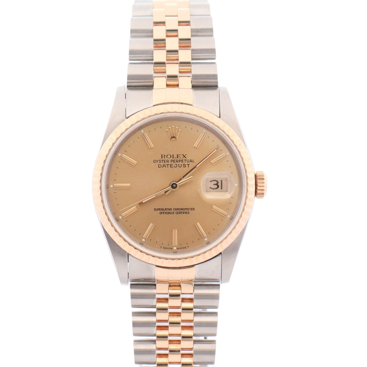 Rolex Datejust 36mm Champagne Dial Watch Ref# 16233