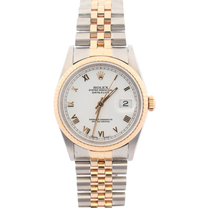 Rolex Datejust 36mm White Roman Dial Watch Ref# 16233 - Happy Jewelers Fine Jewelry Lifetime Warranty
