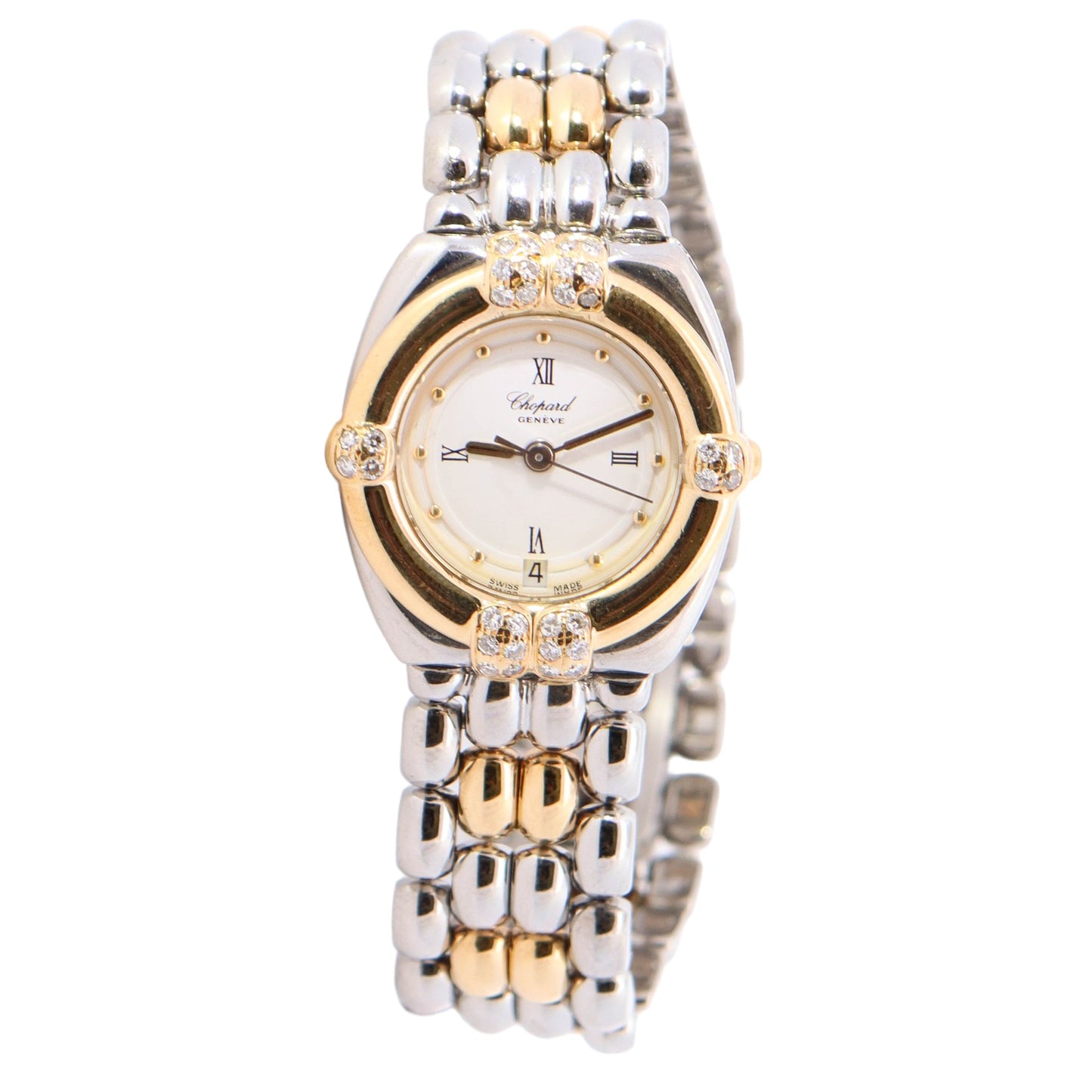 Chopard Gstaad Two-Tone Stainless Steel & Yellow Gold 24mm White Dot Dial Watch Reference #: 32/8128 - Happy Jewelers Fine Jewelry Lifetime Warranty