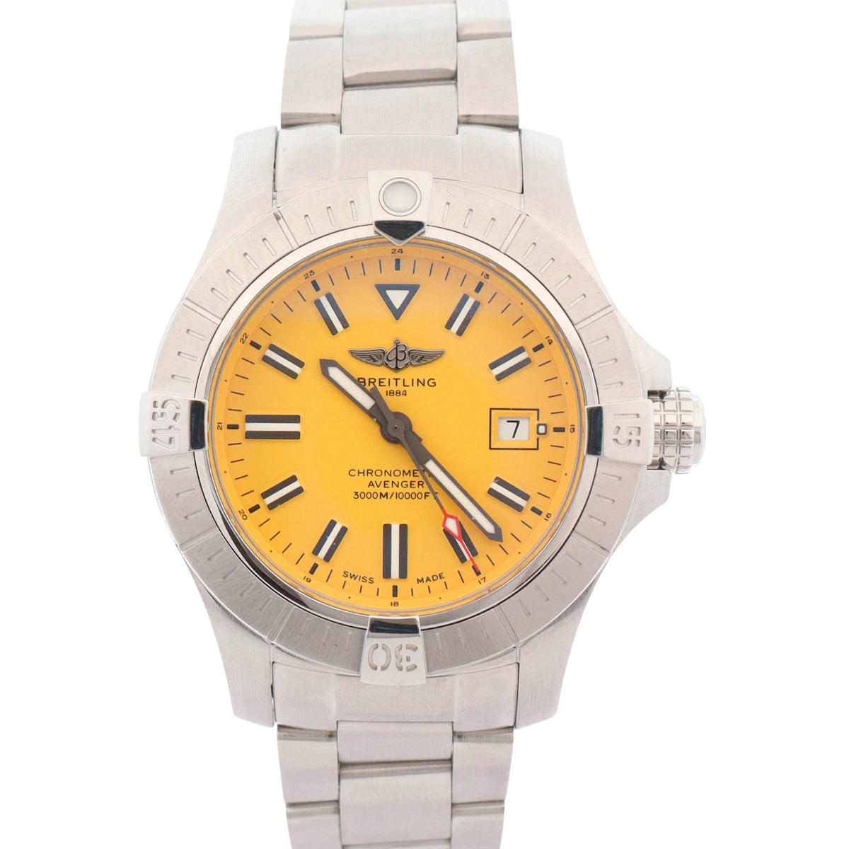 Breitling Avenger Seawolf Steel 45mm Yellow Dial Watch Ref# A17319101I1A1 - Happy Jewelers Fine Jewelry Lifetime Warranty