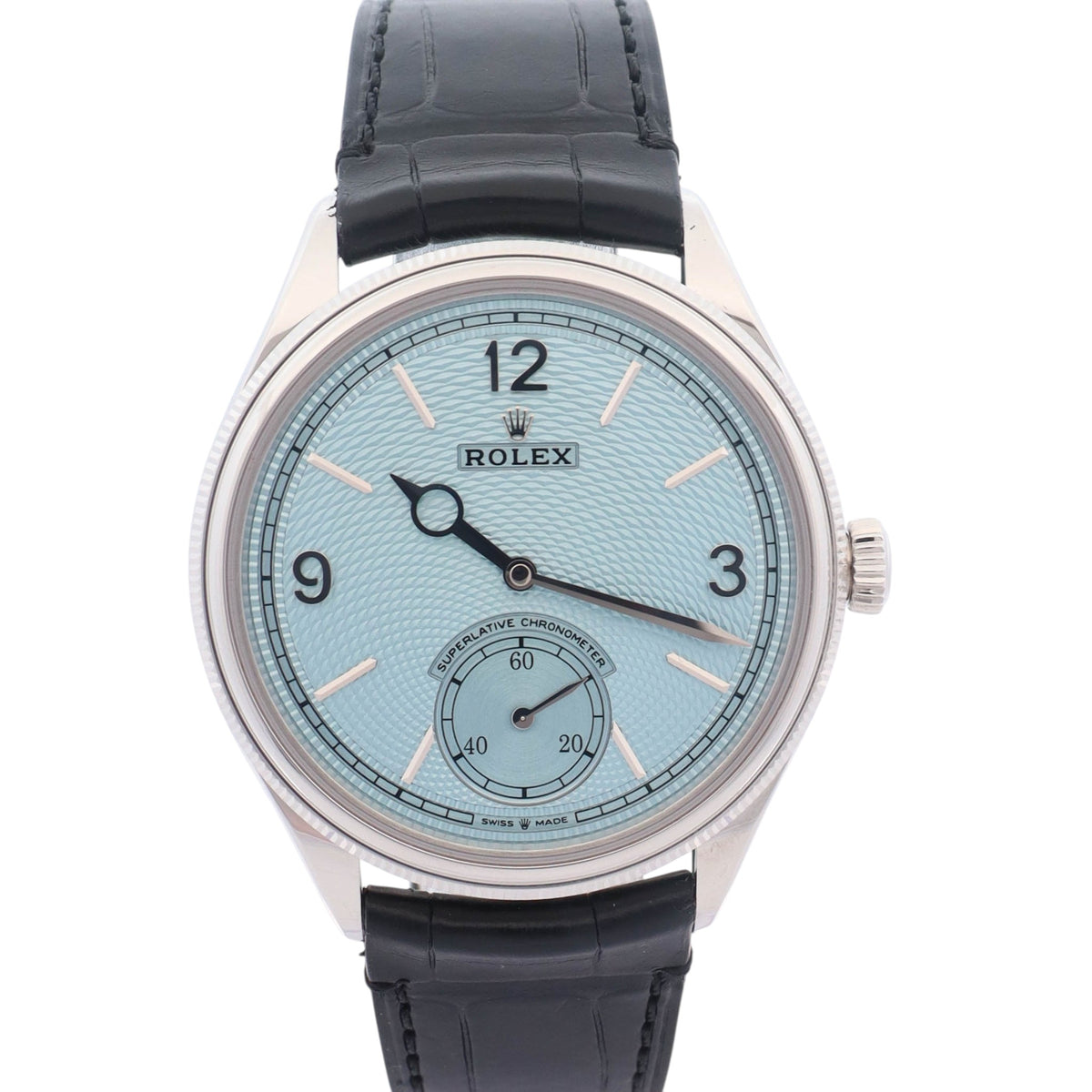 Rolex 1908 Platinum 39mm Ice Blue Dial Watch Ref# 52506 - Happy Jewelers Fine Jewelry Lifetime Warranty