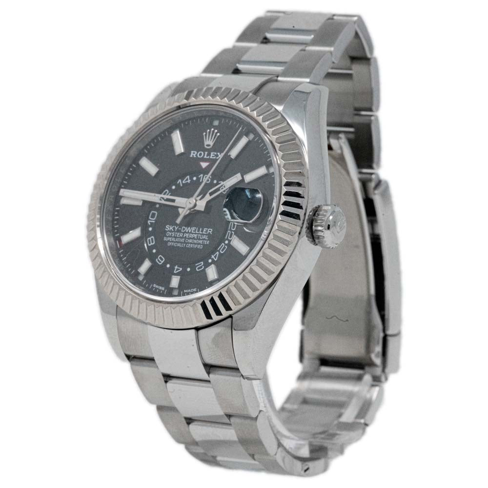 Rolex Sky Dweller Stainless Steel 42mm Black Stick Dial Watch  Reference #: 326934 - Happy Jewelers Fine Jewelry Lifetime Warranty
