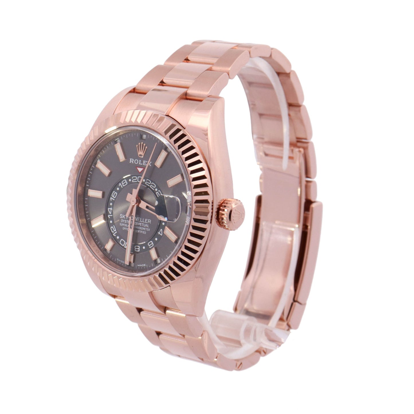 Rolex Sky Dweller Rose Gold 42mm Rhodium Stick Dial Watch Reference# 326935 - Happy Jewelers Fine Jewelry Lifetime Warranty
