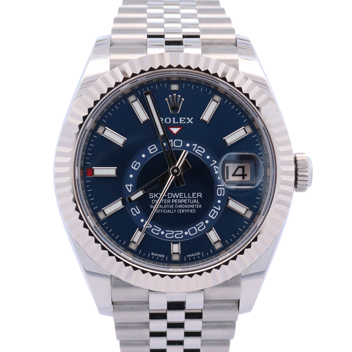 Rolex Sky-Dweller Stainless Steel 42mm Blue Stick Dial Watch Reference# 336934