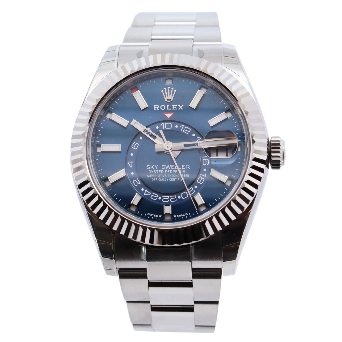 Rolex Sky-Dweller Stainless Steel 42mm Blue Stick Dial Watch Reference# 336934 - Happy Jewelers Fine Jewelry Lifetime Warranty