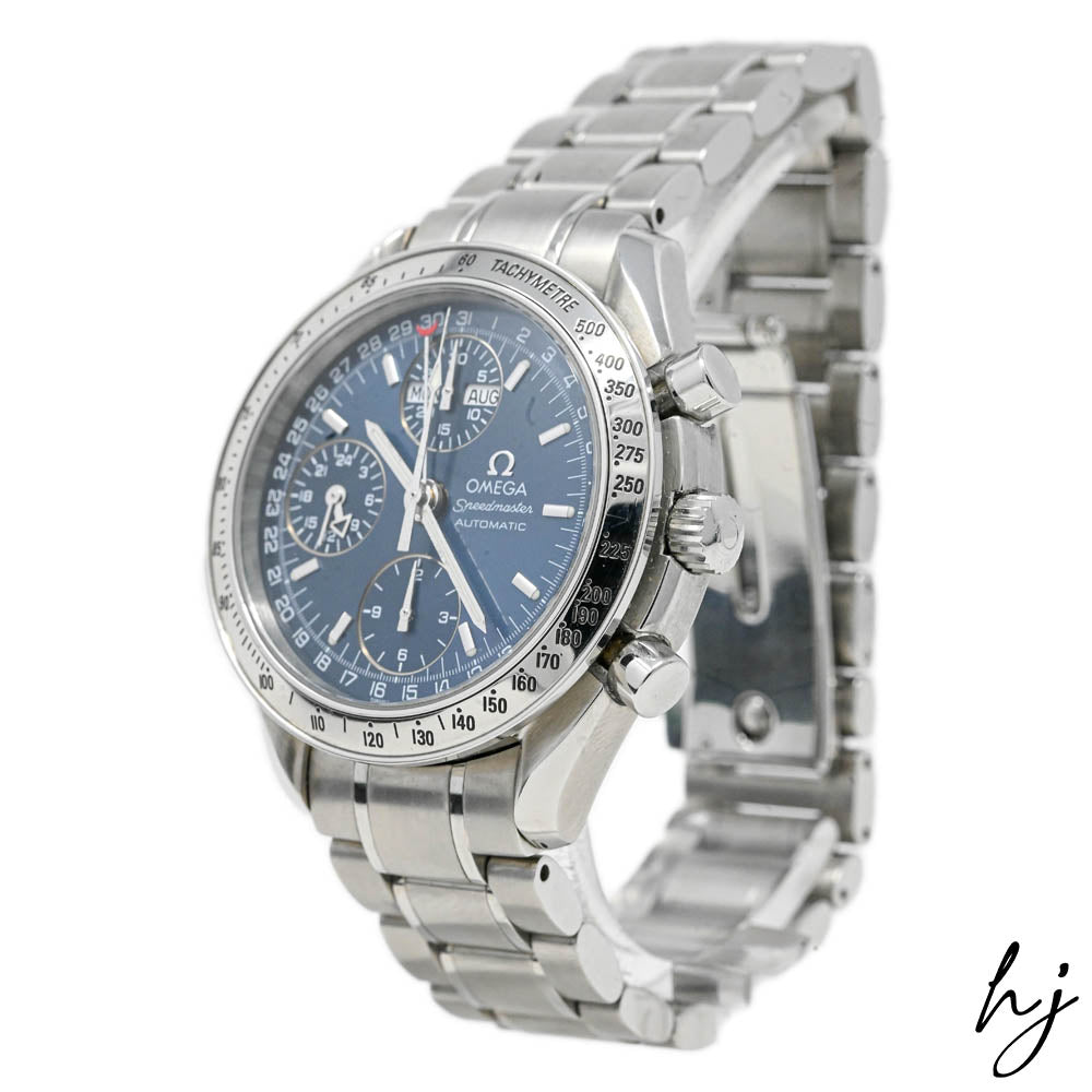 Omega Unisex Speedmaster Blue Chronograph Dial 39mm Steel Case Ref# 3523.80 - Happy Jewelers Fine Jewelry Lifetime Warranty