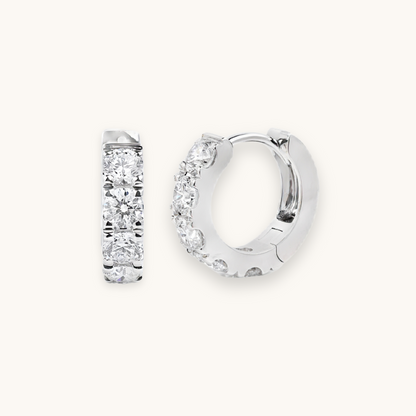 Round Lab Diamond Chunky Huggie Hoops - Happy Jewelers Fine Jewelry Lifetime Warranty