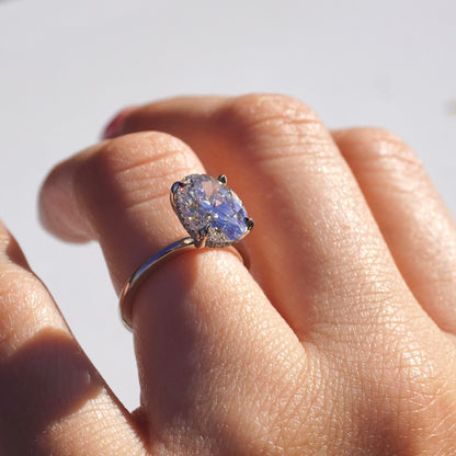 3.00 Oval Lab Diamond Engagement Ring with Hidden Halo - Happy Jewelers Fine Jewelry Lifetime Warranty