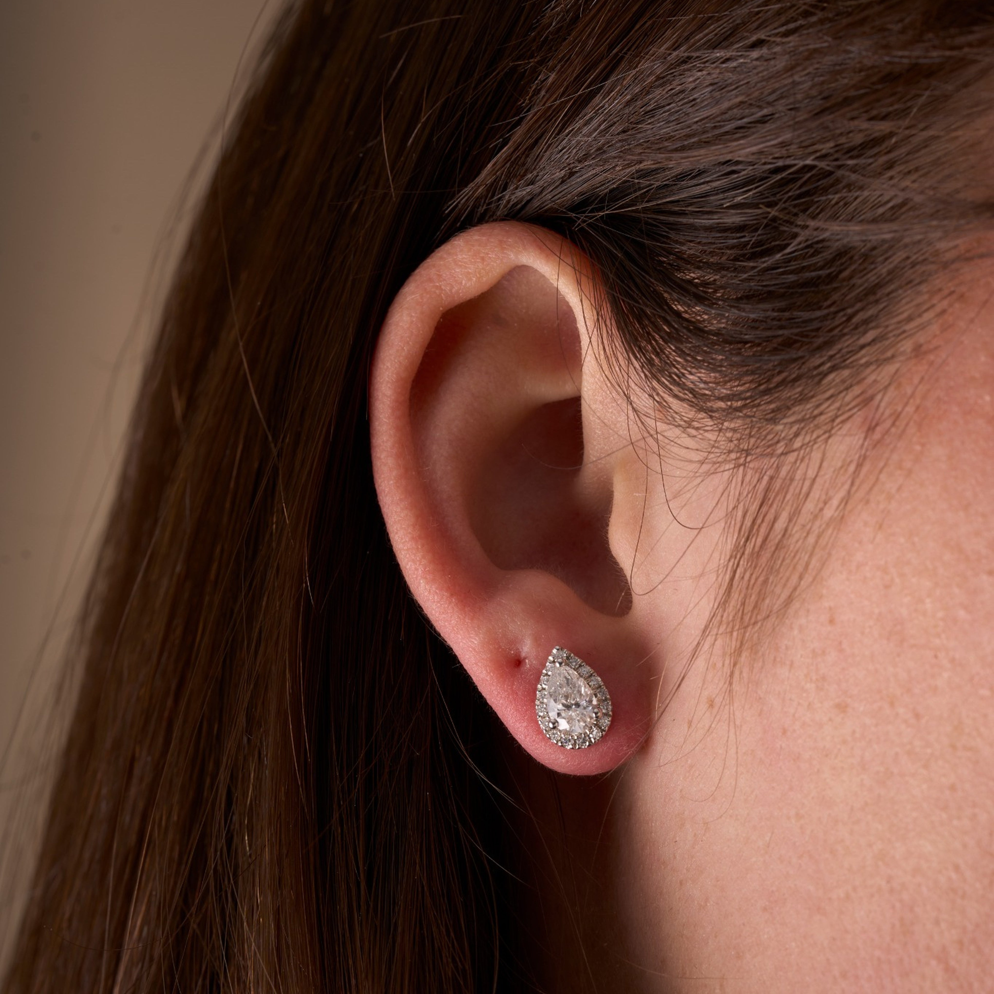 Labgrown Diamond Pear Halo Stud Earrings - Happy Jewelers Fine Jewelry Lifetime Warranty