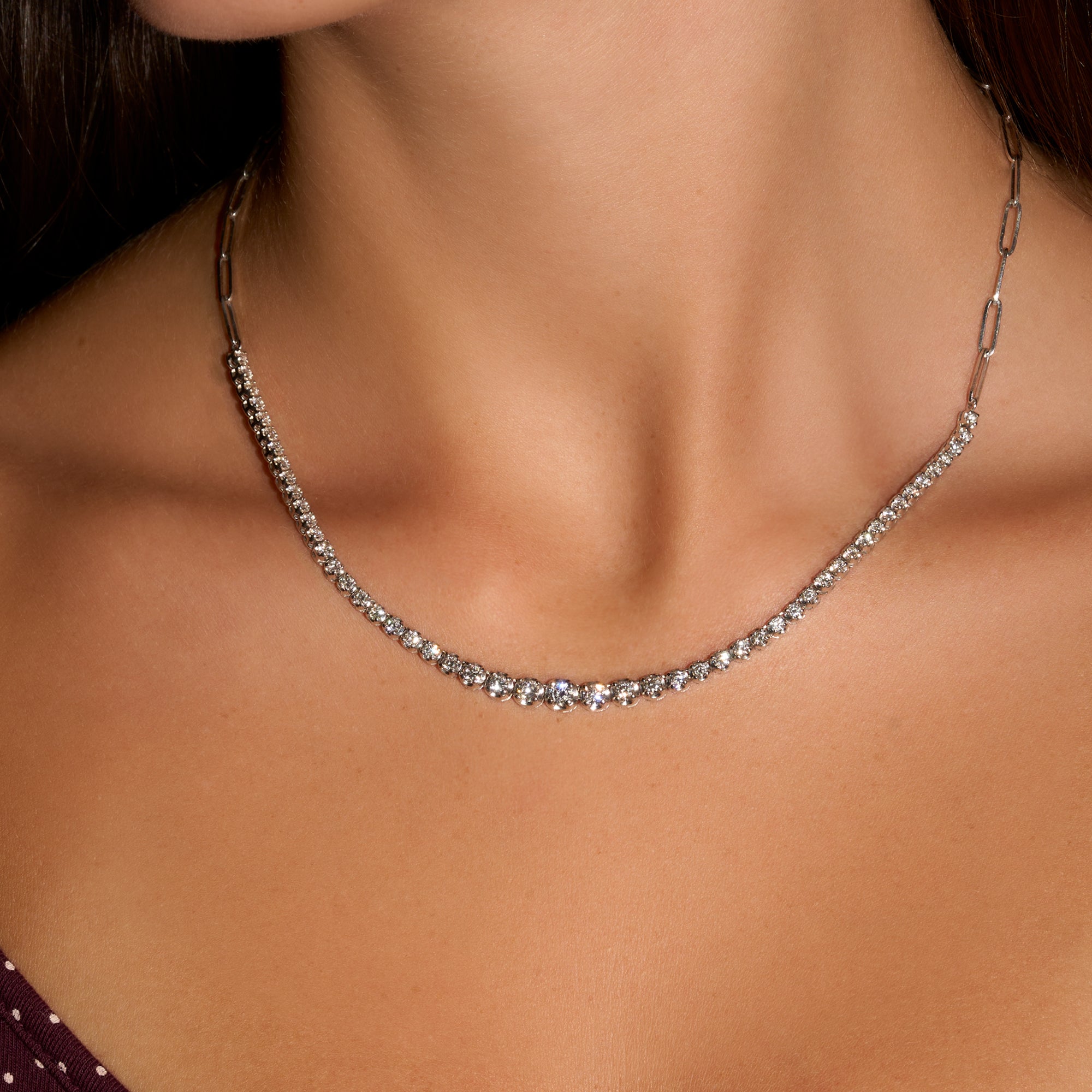 Diamonds Half Linked Up Tennis Necklace