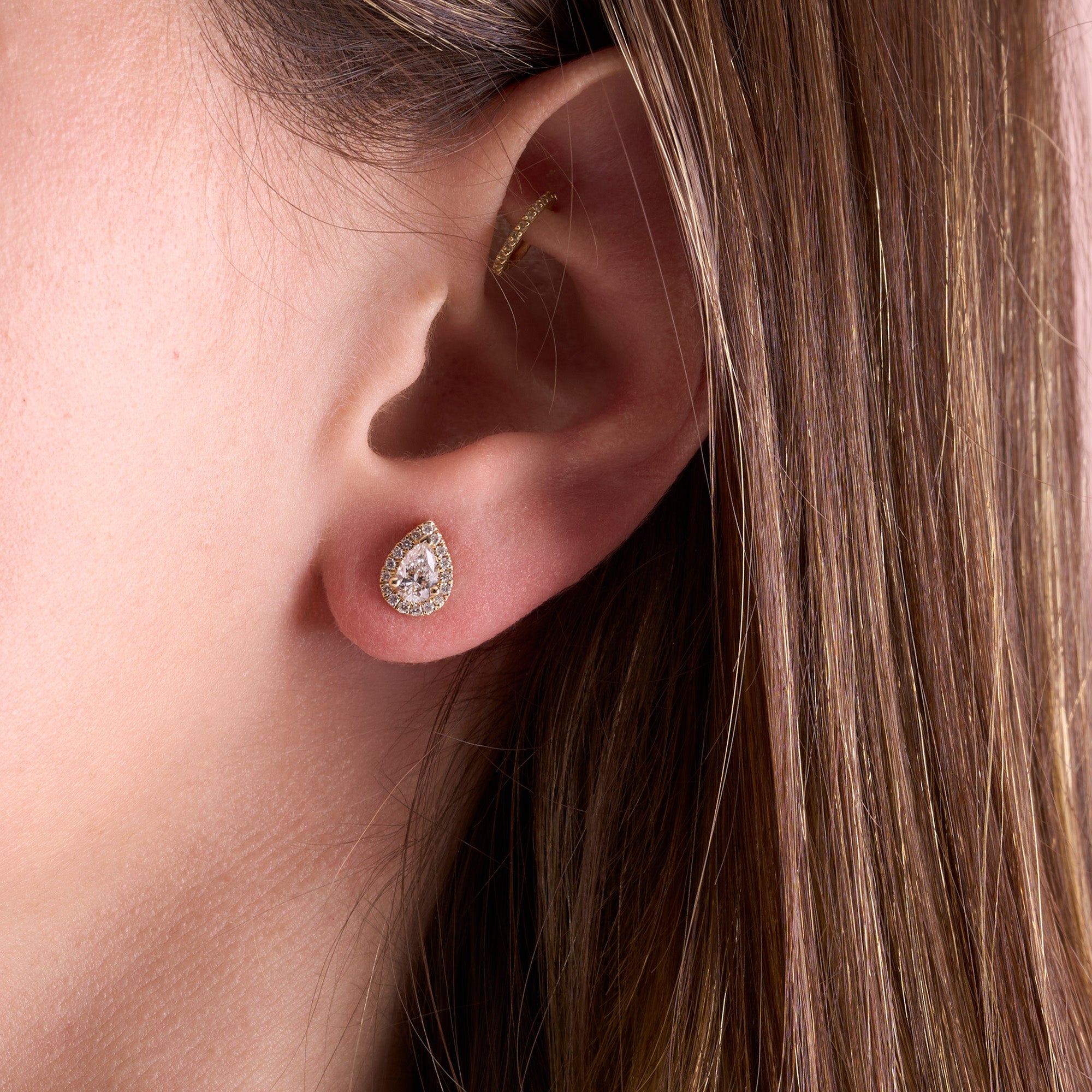 Pear Halo Stud Earrings - Happy Jewelers Fine Jewelry Lifetime Warranty