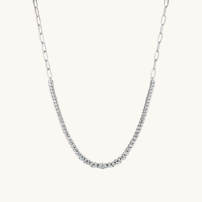 Graduated Half Linked Up Diamond Tennis Necklace - Happy Jewelers Fine Jewelry Lifetime Warranty