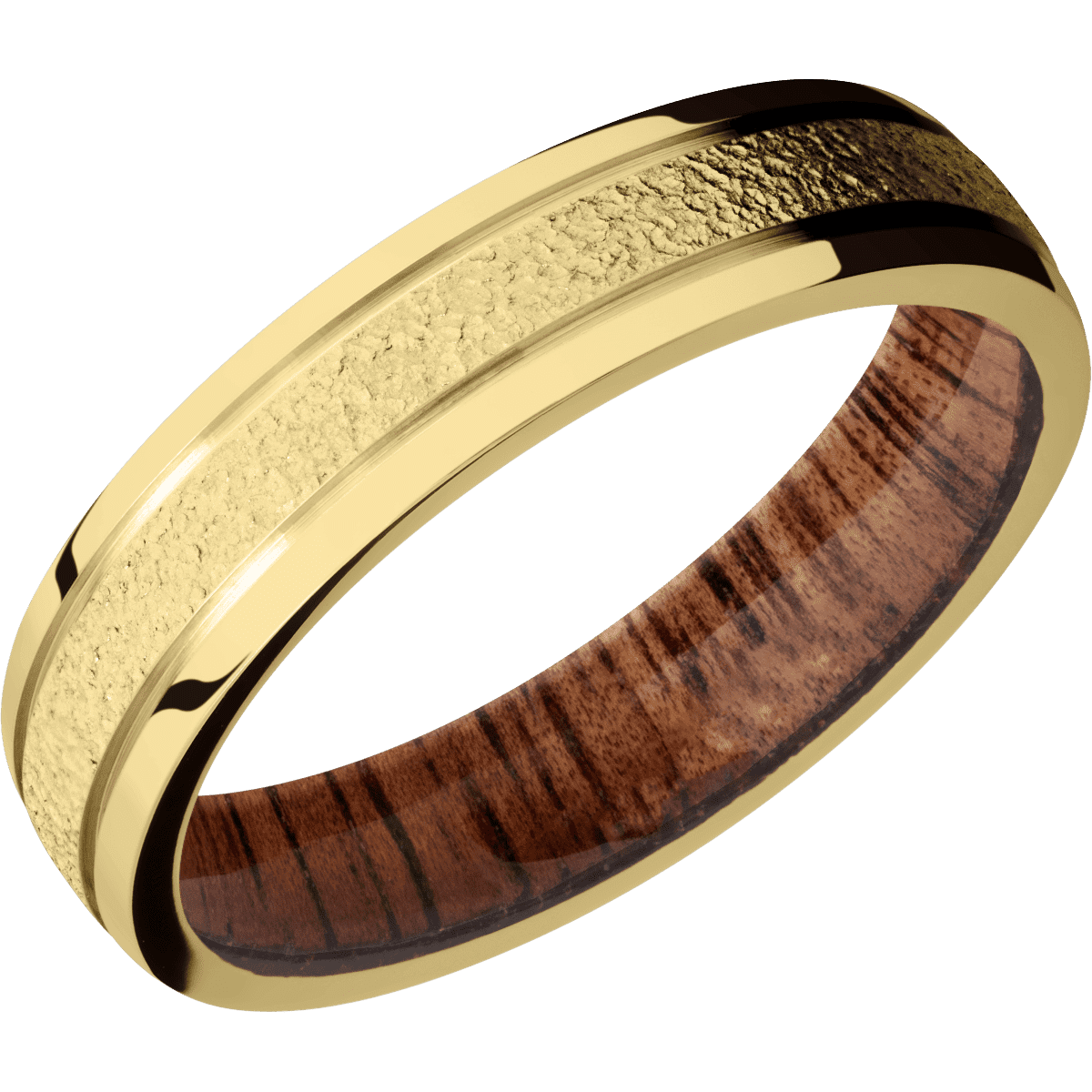 14K Yellow Gold + Stipple , Polish Finish + Koa - Happy Jewelers Fine Jewelry Lifetime Warranty