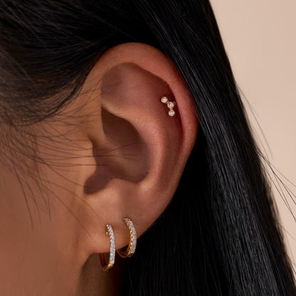 Lab Diamond Bezel Trio Flat Back Single Stud Earring - Happy Jewelers Fine Jewelry Lifetime Warranty