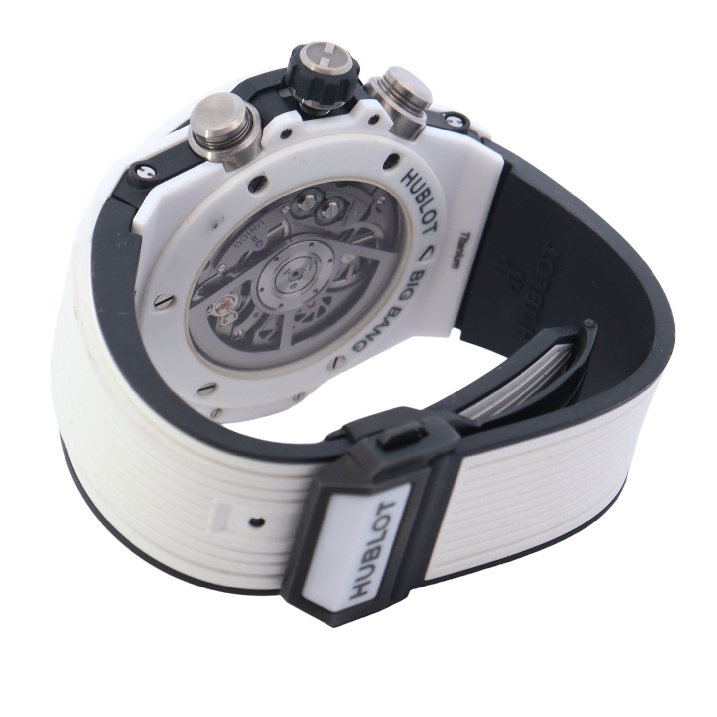 Hublot Big Bang Unico White Ceramic 45mm Skeleton Arabic & Stick Dial Watch Reference# 411.HX.1170.RX
