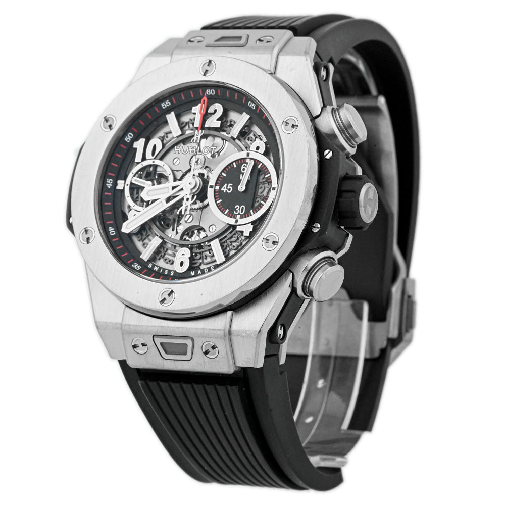 Hublot Men's Big Bang Unico Titanium 45mm Skeleton Stick & Arabic Dial Watch Reference #: 411.NX.1170.RX - Happy Jewelers Fine Jewelry Lifetime Warranty