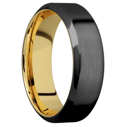 Zirconium + Satin , Polish Finish + 14K Yellow Gold - Happy Jewelers Fine Jewelry Lifetime Warranty