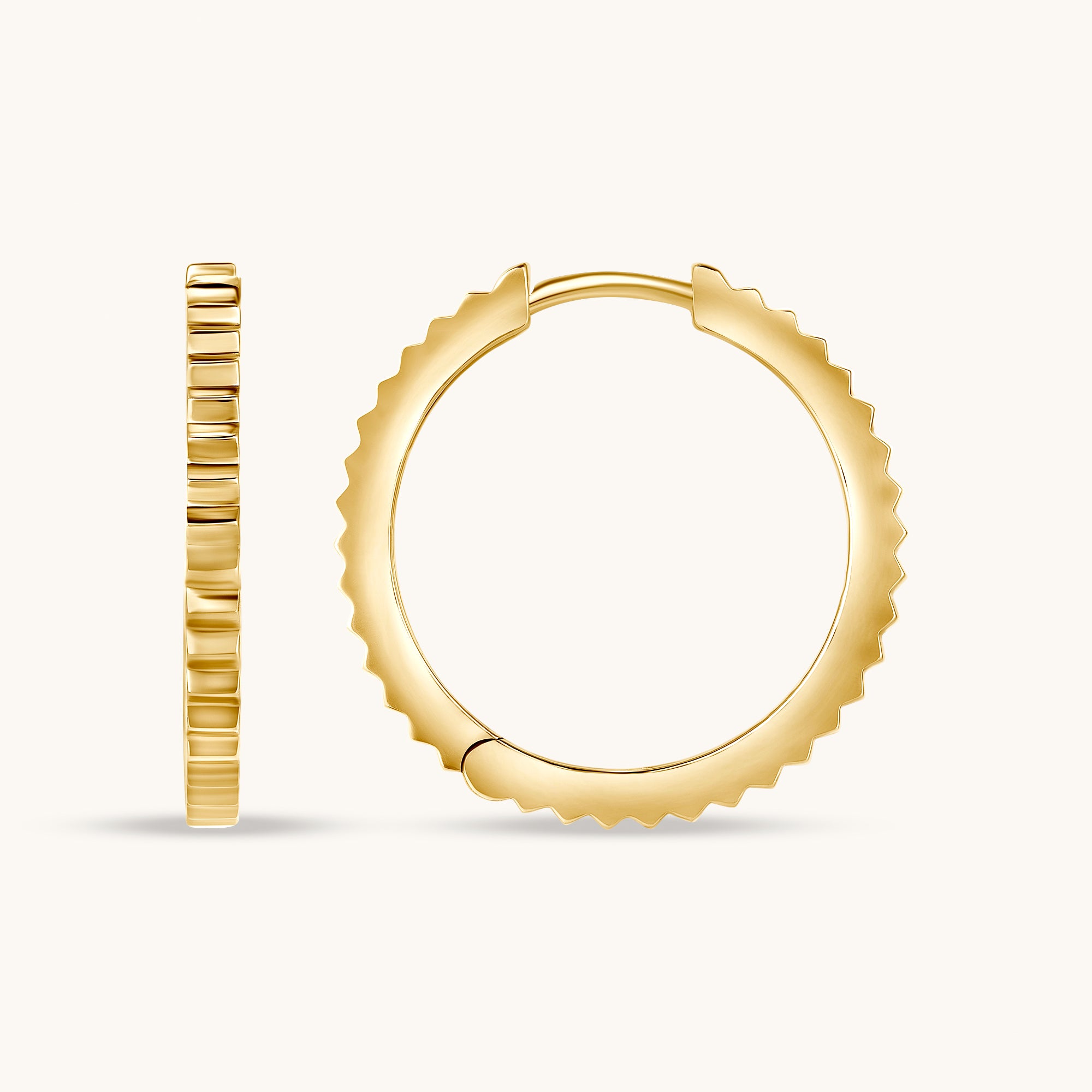 Solid Gold Fluted Hoops