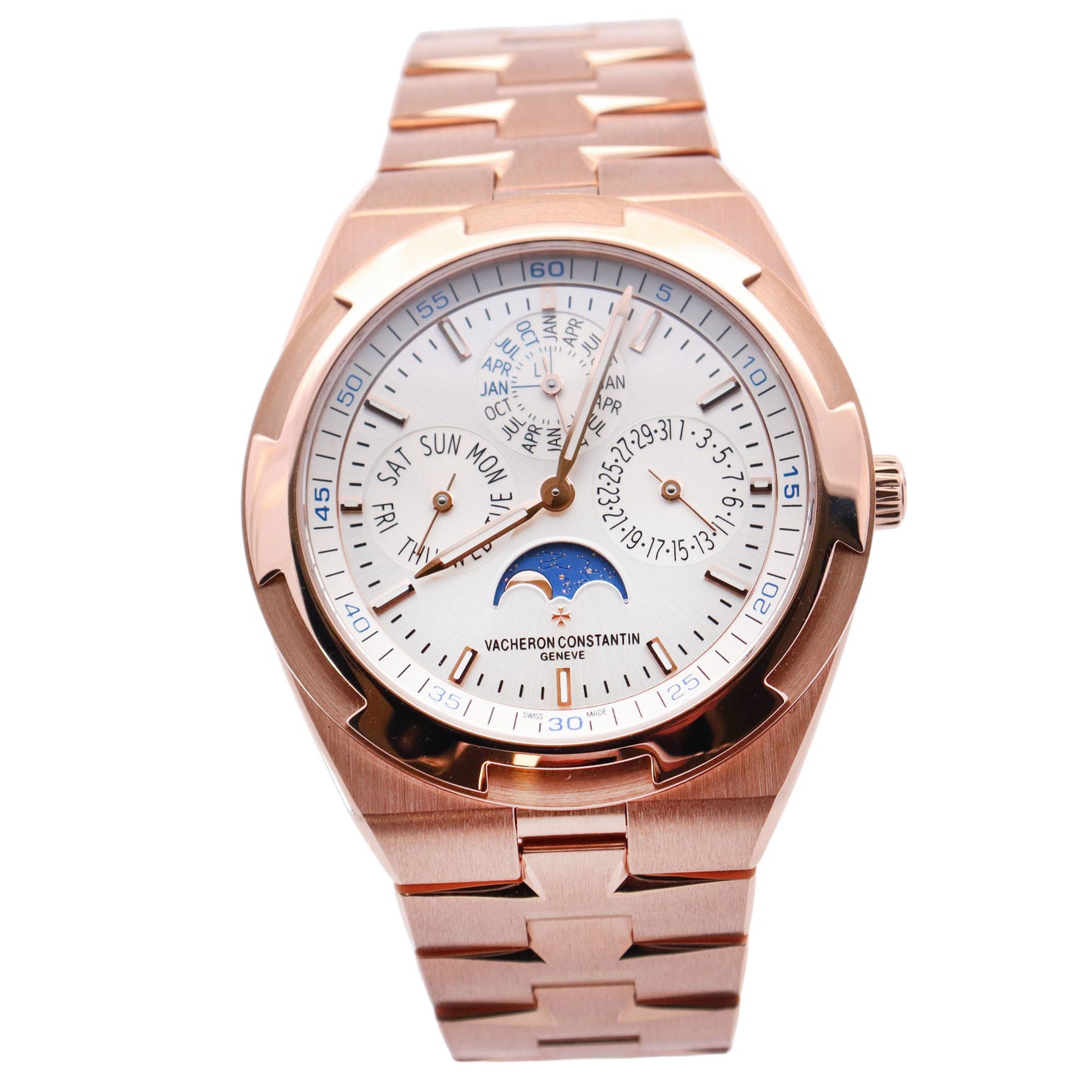 Vacheron Constantin Overseas Perpetual Calendar Ultra Thin 41.5mm Rose Gold White Stick Dial Watch Reference# 4300V/120R-B064 - Happy Jewelers Fine Jewelry Lifetime Warranty