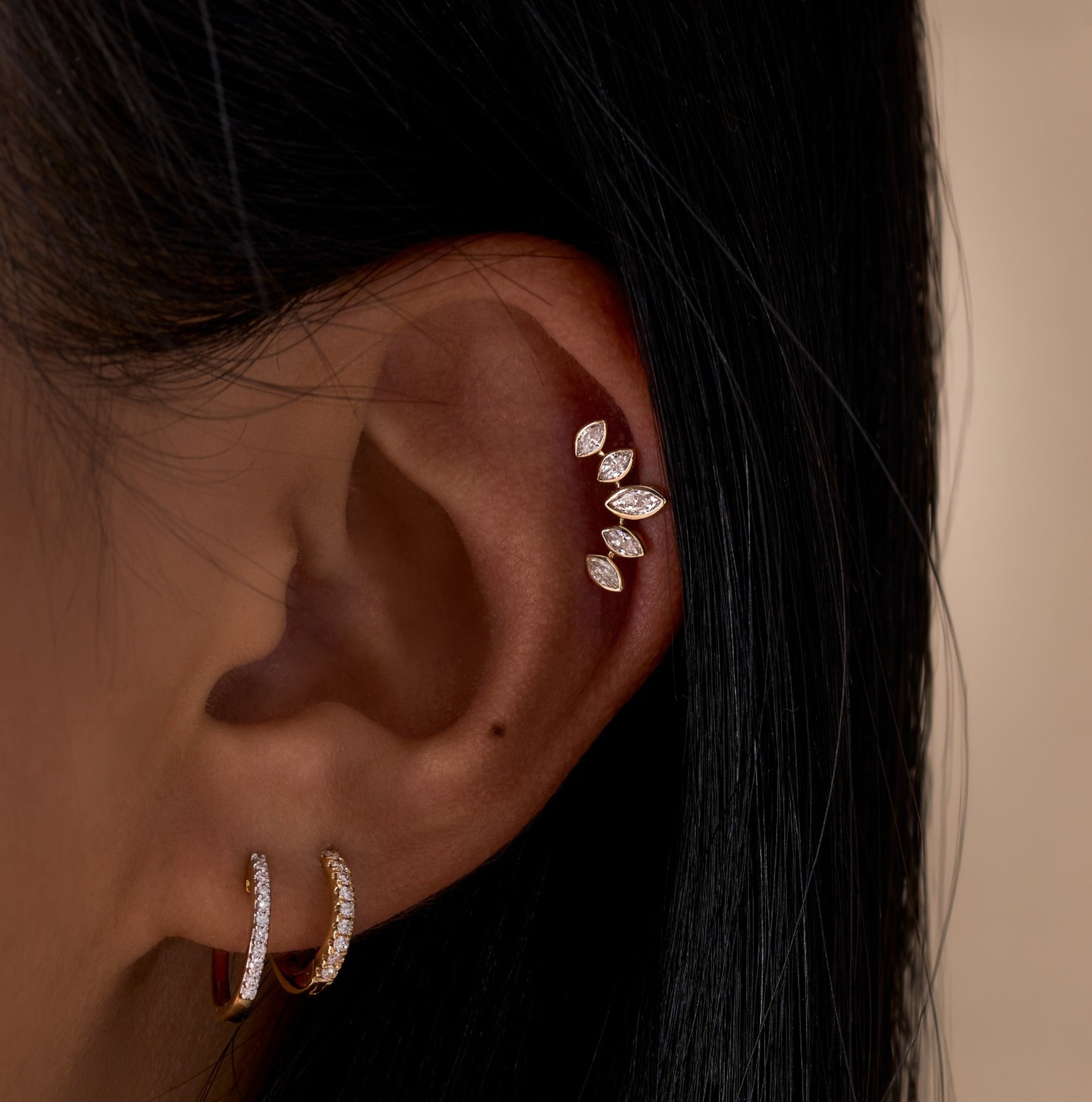 Lab Diamond Climber Flat Back Single Stud Earring - Happy Jewelers Fine Jewelry Lifetime Warranty