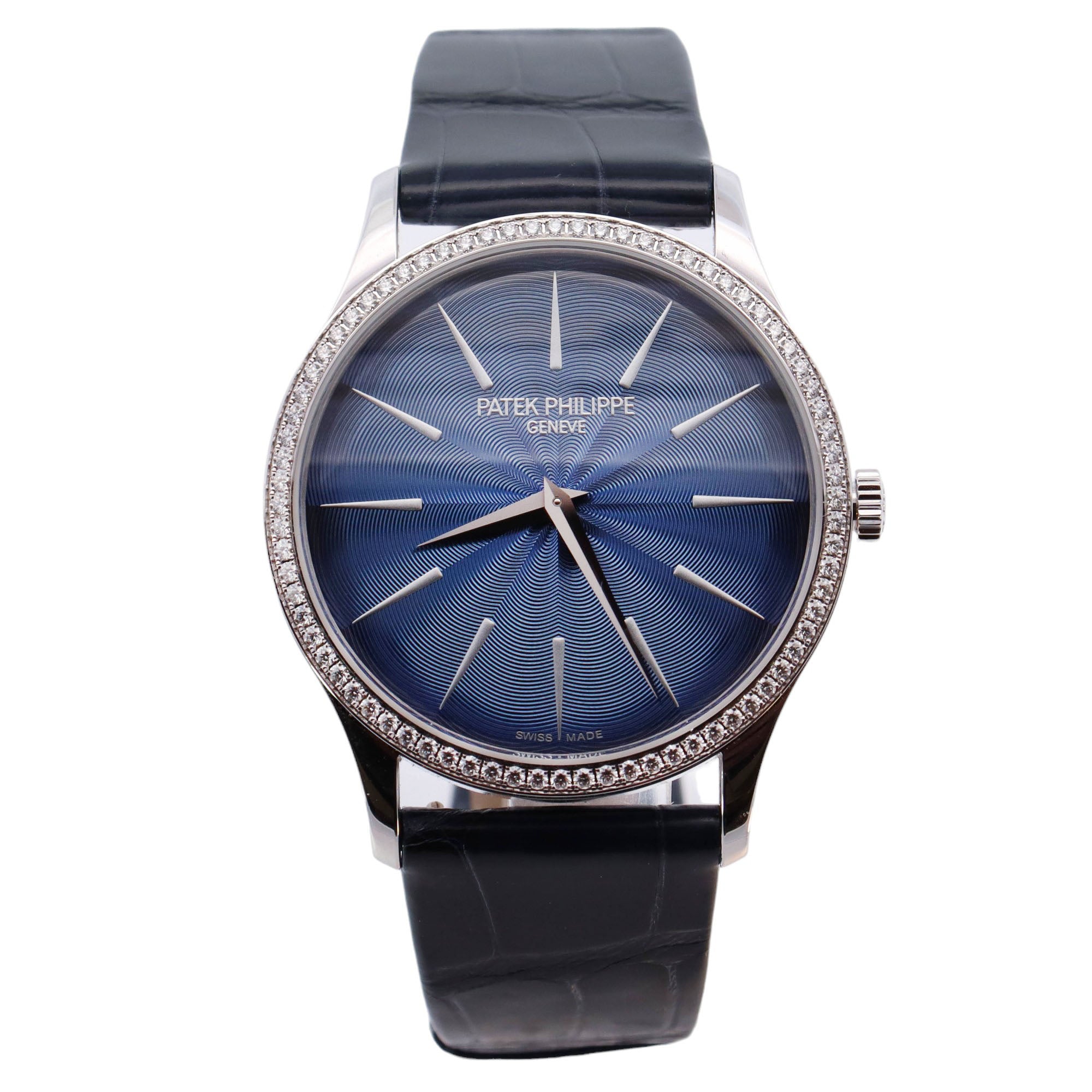 Patek Philippe Calatrava White Gold 35mm Blue Stick Dial Watch Reference# 4997/200G-001 - Happy Jewelers Fine Jewelry Lifetime Warranty