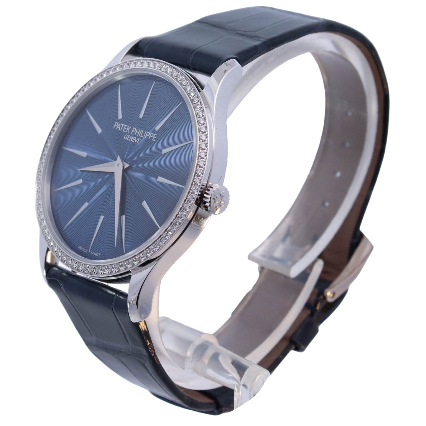 Patek Philippe Calatrava White Gold 35mm Blue Stick Dial Watch Reference# 4997/200G-001 - Happy Jewelers Fine Jewelry Lifetime Warranty