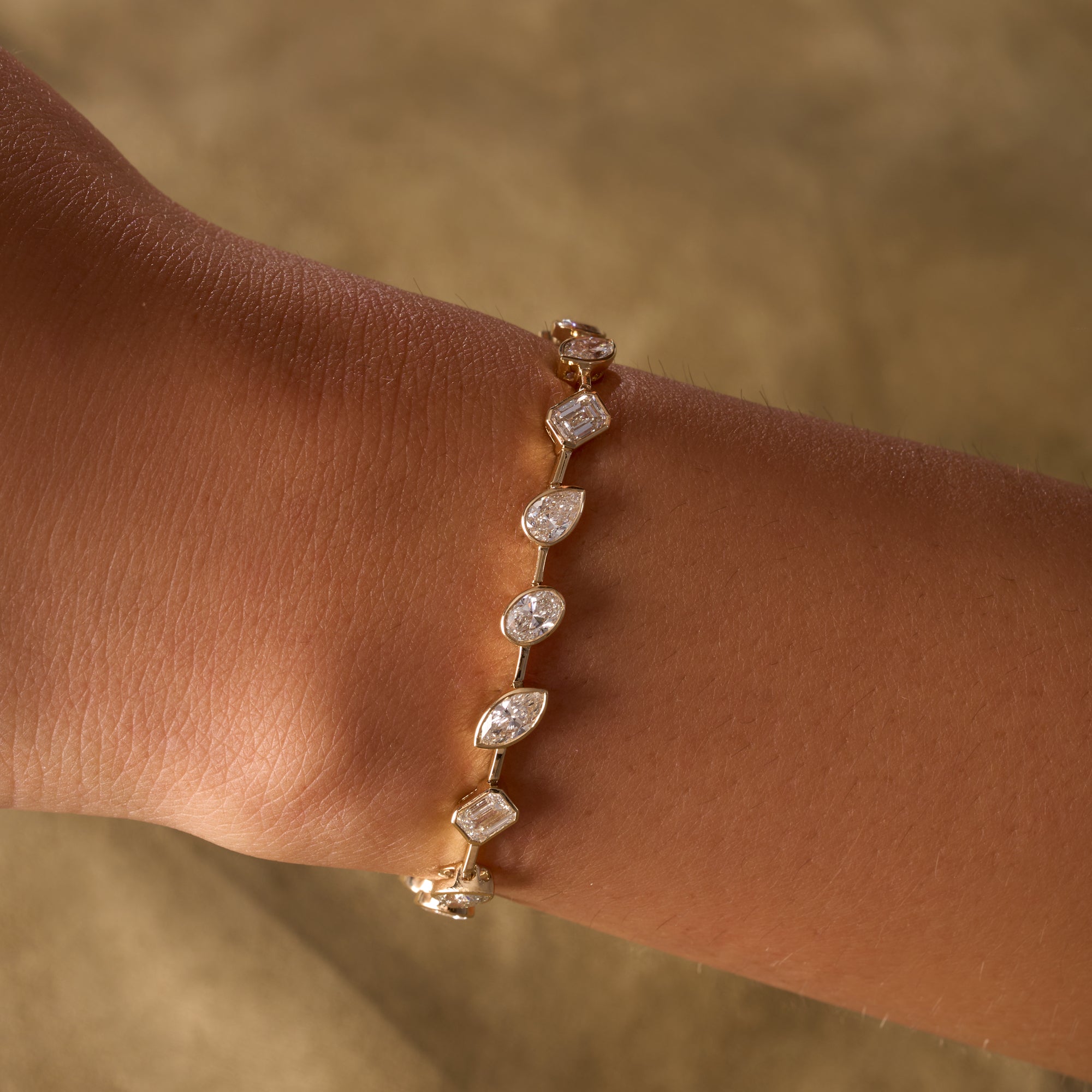 Slanted Multi Shape Lab Diamond Tennis Bracelet