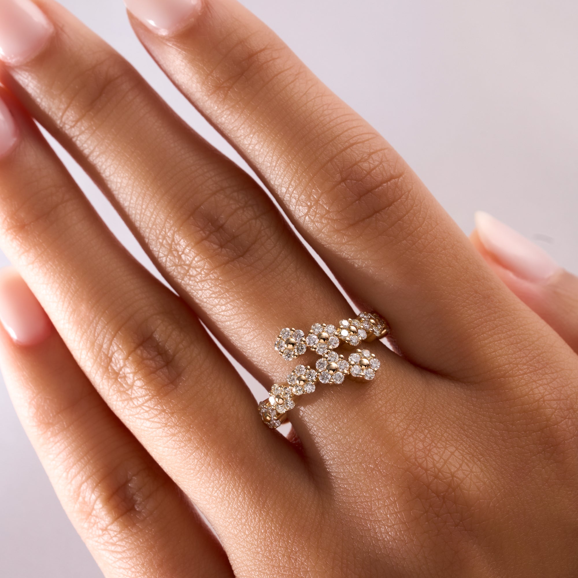 Diamond Flower Wrap Ring