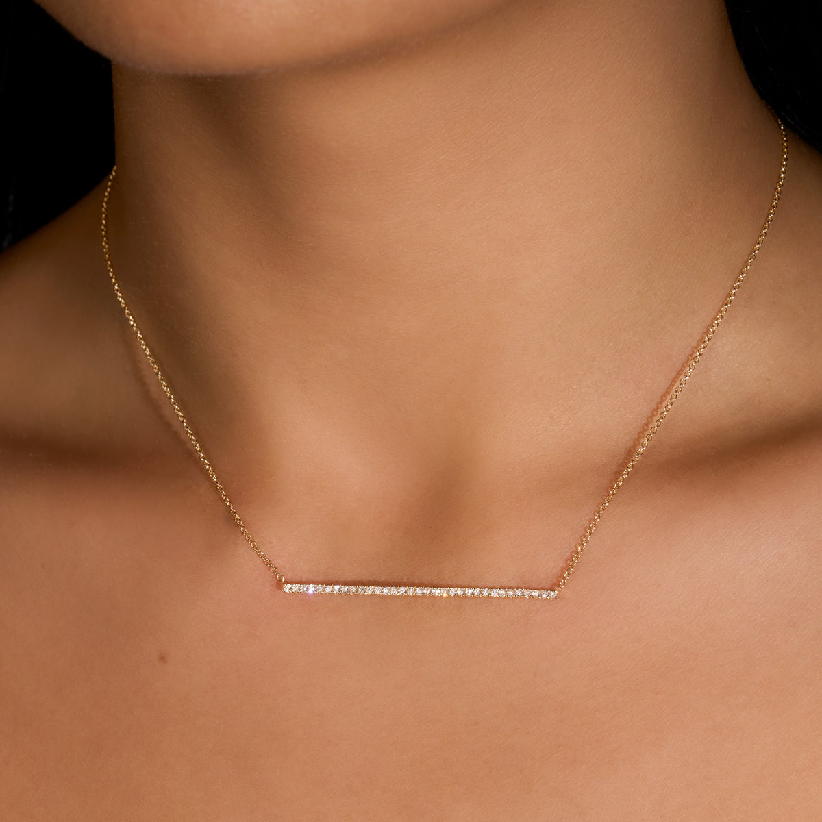 Diamond Bar Pendant Necklace