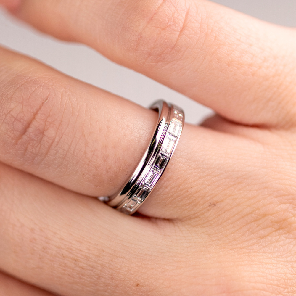 Baguette Lab Diamond and Gold Double Eternity Band - Happy Jewelers Fine Jewelry Lifetime Warranty