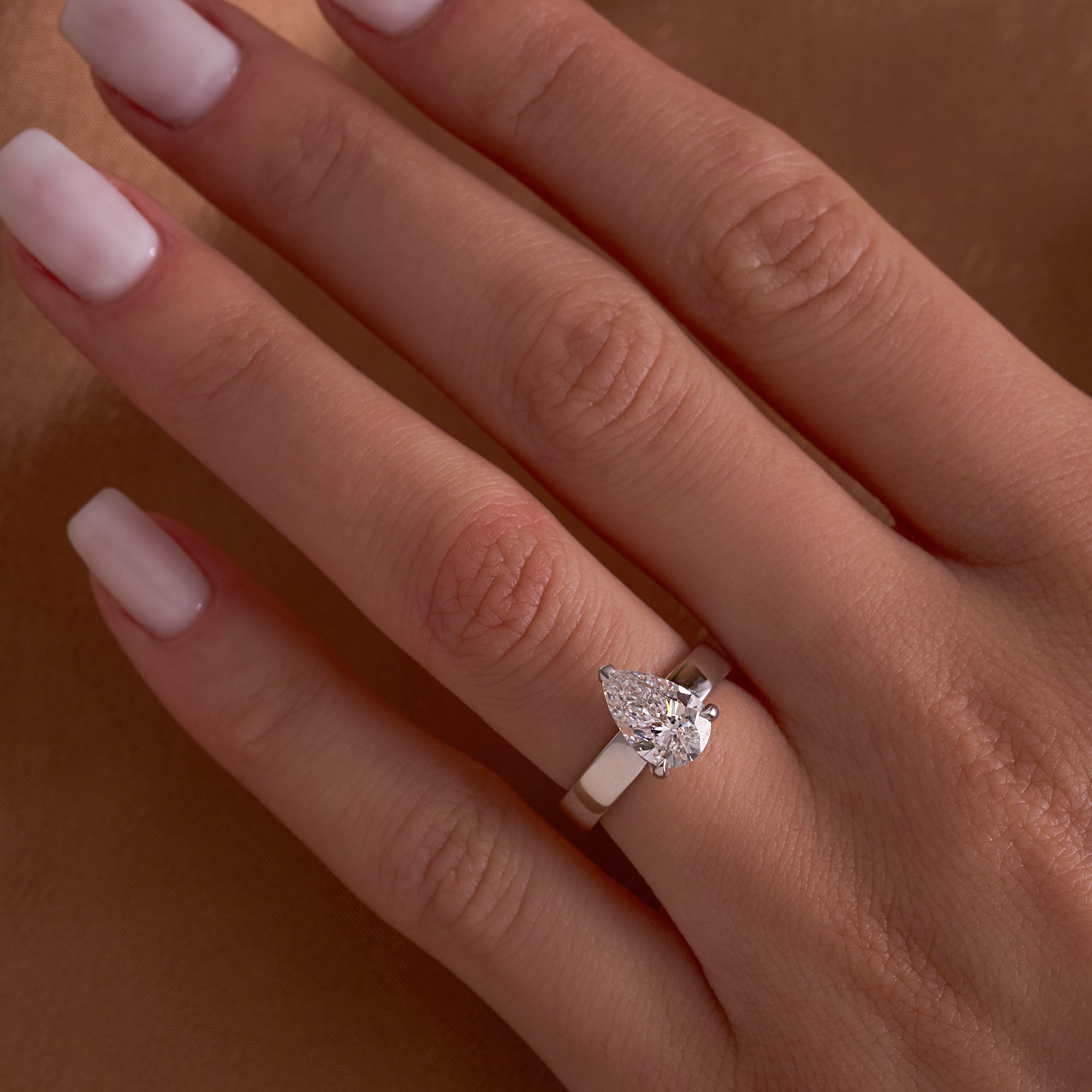 1.72 Pear Lab Diamond Engagement Ring with Wide Band - Happy Jewelers Fine Jewelry Lifetime Warranty